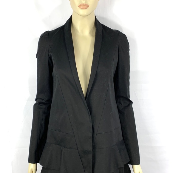JASMINE DI MILO black cotton ruffle blazer 4 - Picture 6 of 11